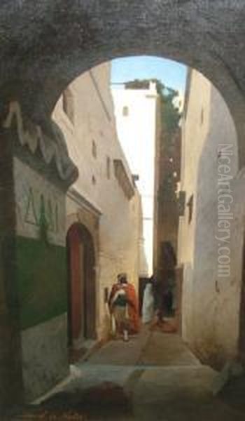 Figure In A North African City Street Oil Painting by Joseph Bles