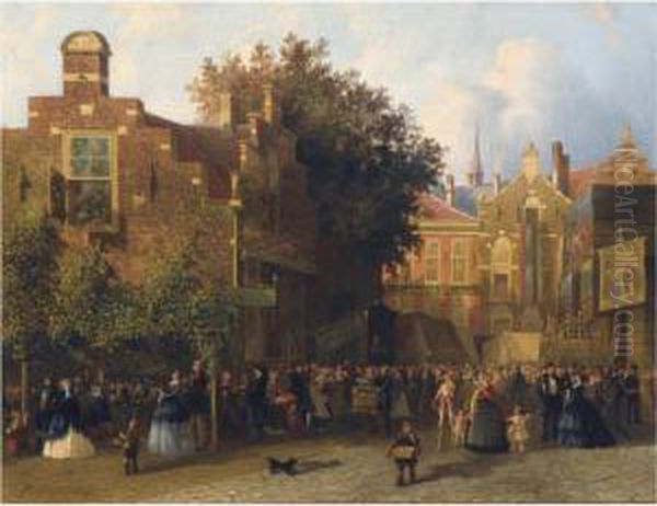 A Fair In Leiden Oil Painting by Joseph Bles