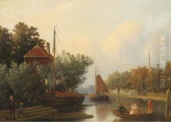 The Ferry Oil Painting by Joseph Bles