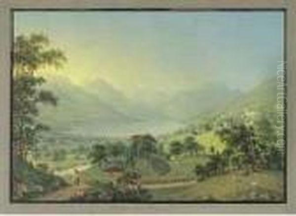 Sarnen Im Kanton Unterwalden Oil Painting by Johann Heinrich Bleuler I