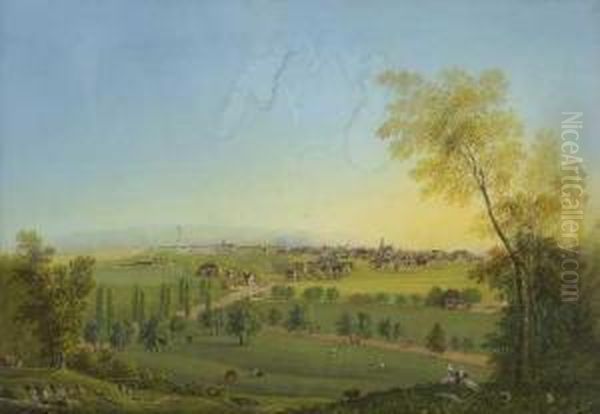 Blick Auf Kassel. Oil Painting by Johann Heinrich Bleuler I