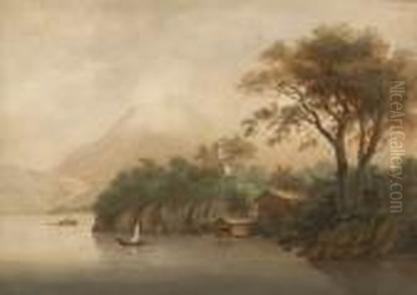 Am Vierwaldstattersee. Oil Painting by Johann Heinrich Bleuler I