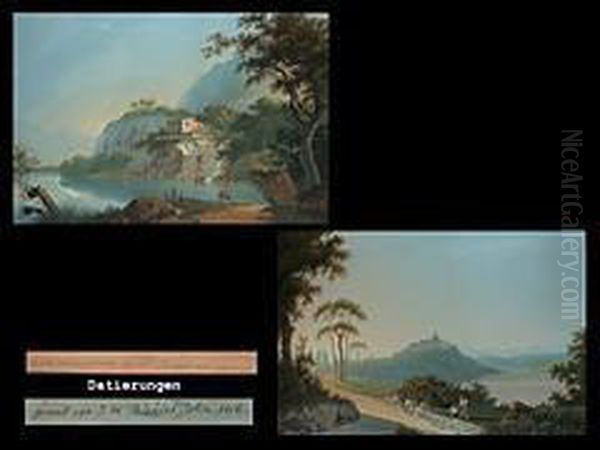 Paar Landschaftsansichten Oil Painting by Johann Heinrich Bleuler I