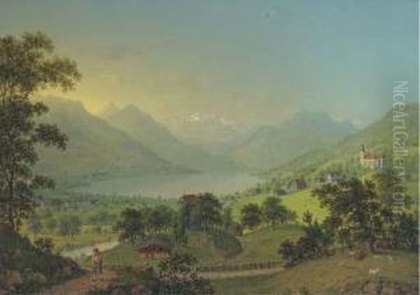 Sarnen Im Canton Unterwalden Oil Painting by Johann Heinrich Bleuler I