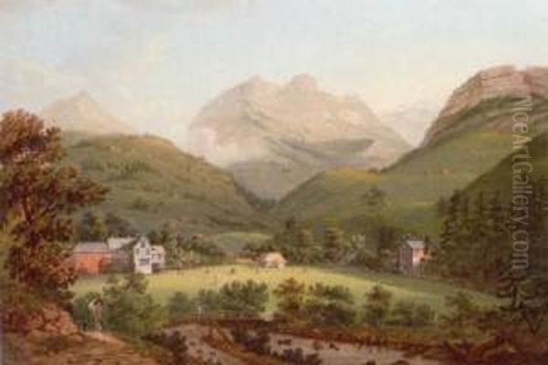 Weissbad Oil Painting by Johann Heinrich Bleuler I