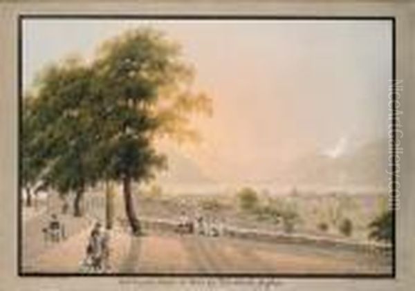 Terrasse St. Martin Bei Vevey Oil Painting by Johann Heinrich Bleuler I