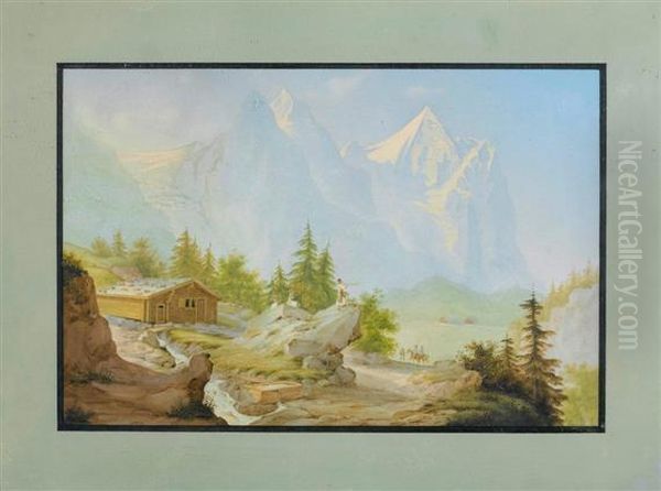 Vue Du Glacier De Rosenlaui Oil Painting by Ludwig Bleuler