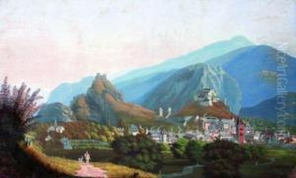 Vue De Sion En Valais Oil Painting by Ludwig Bleuler