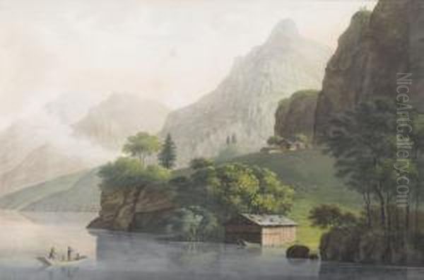 Rutli Am Vierwaldstattersee Oil Painting by Ludwig Bleuler