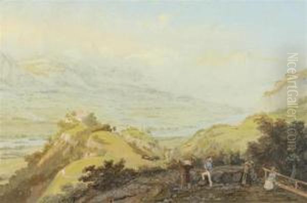 View Over The Tabor Near Pfaffers In Prattigau Oil Painting by Ludwig Bleuler