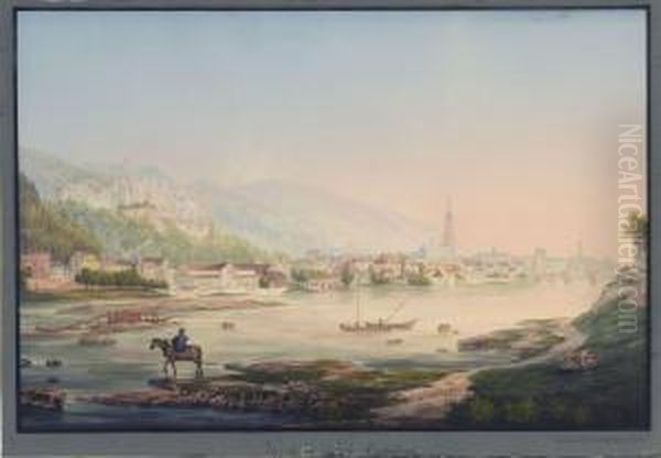 Vue De La Ville De Heidelberg Oil Painting by Ludwig Bleuler