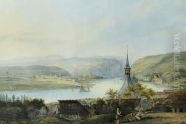 Vue D'andemach Oil Painting by Ludwig Bleuler