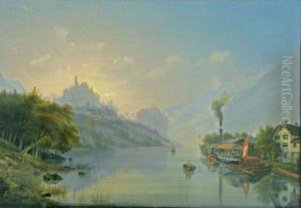 Lac De Brientz Pres De Interlaken Oil Painting by Ludwig Bleuler