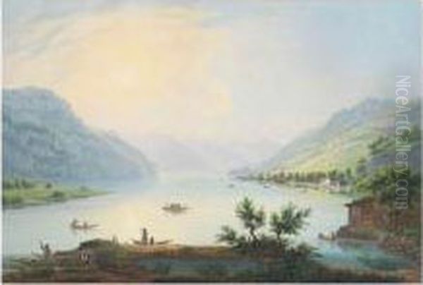 Lac Au Canton De Berne Oil Painting by Ludwig Bleuler