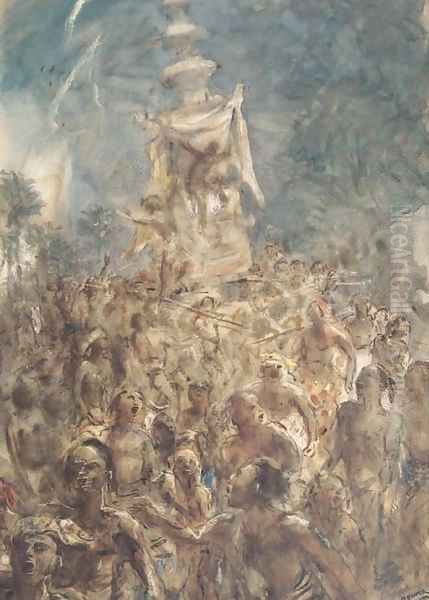 Religious procession Oil Painting by Marius Bauer