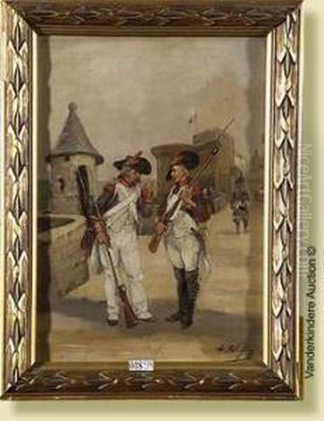 Soldats Sur Les Remparts Oil Painting by Albert Bligny