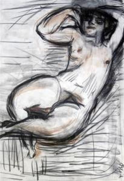 Reclining Nude Oil Painting by Martin Bloch