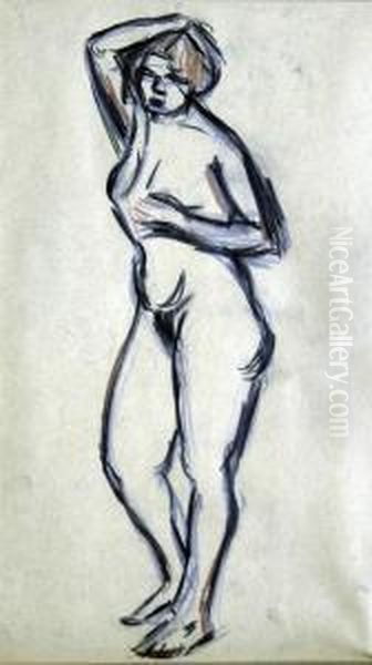 Standing Nude Oil Painting by Martin Bloch