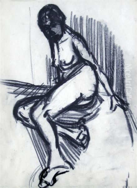 Seated Nude Oil Painting by Martin Bloch