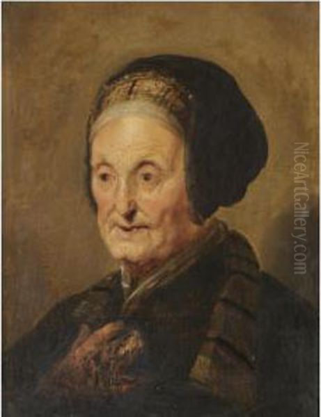 A 
Tronie
 Of An Elderly Lady In Oriental Dress Oil Painting by Hendrick Bloemaert