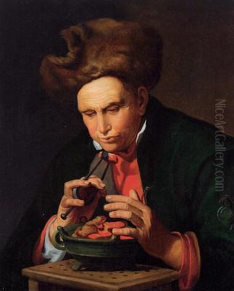 Uomo Con Berretto Di Pelliccia Presso Il Braciere Oil Painting by Hendrick Bloemaert