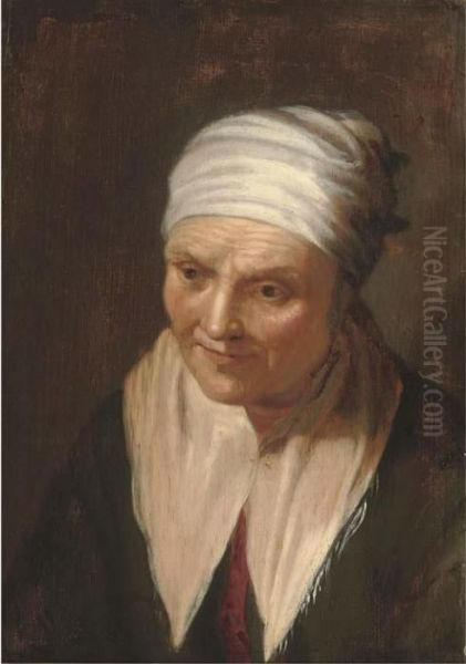 An Old Peasant Woman Wearing A White Cap Oil Painting by Hendrick Bloemaert