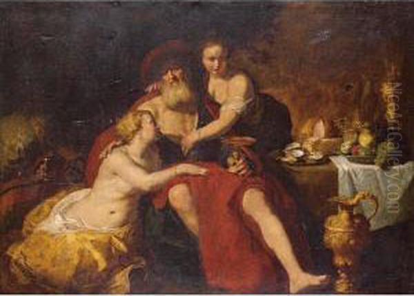 Lot And His Daughters Oil Painting by Hendrick Bloemaert