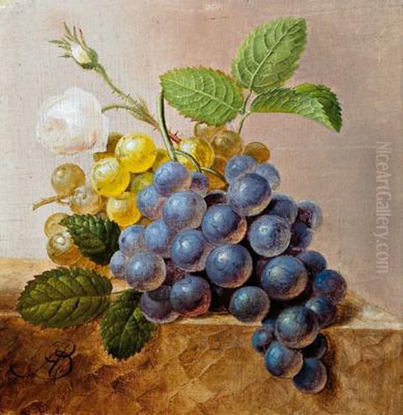 Weintrauben Und Rosen Oil Painting by Arnoldus Bloemers