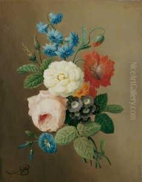 Blumengebinde. Oil Painting by Arnoldus Bloemers