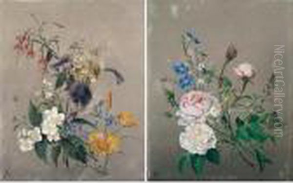 Flower Studies Oil Painting by Arnoldus Bloemers