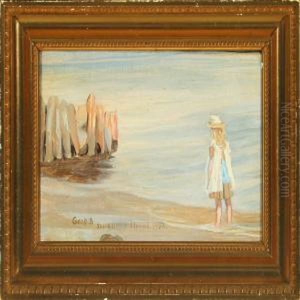 Young Girl On The Beach,smidstrup Oil Painting by Gerhard Lichtenberg Blom