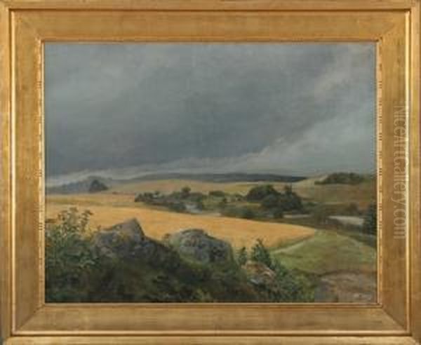 Landscape With Thunder Clouds Oil Painting by Gerhard Lichtenberg Blom