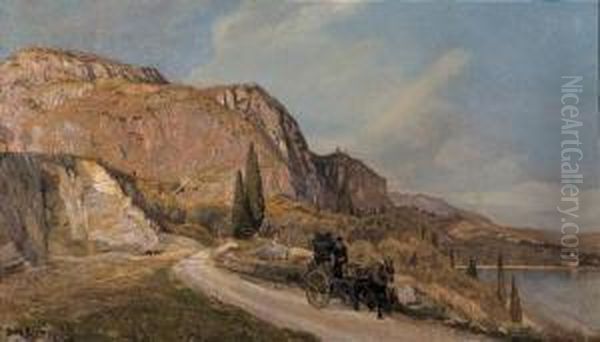 Veduta Del Lago Di Garda Con Calesse Oil Painting by Gerhard Lichtenberg Blom