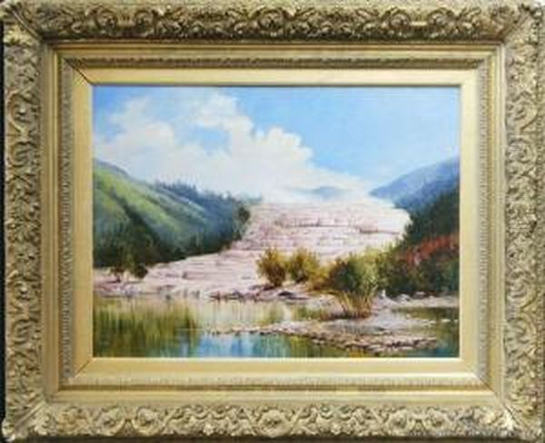 Tu Kapuarangi - The Pink Terrace Oil Painting by Charles Blomfield