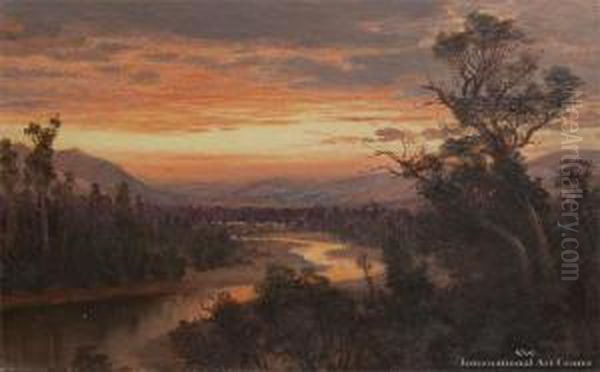 Fox River Sunset Oil Painting by Charles Blomfield