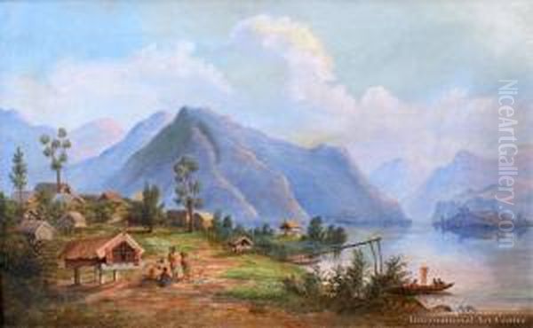 Roto Kakahi From Maori Village Oil Painting by Charles Blomfield