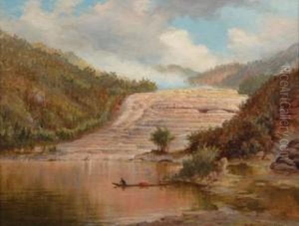 The Pink Terraces Together With Thewhite Terraces Oil Painting by Charles Blomfield