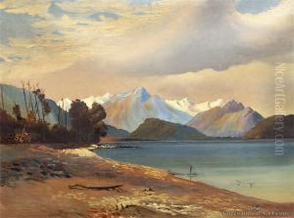 Lake Te Anau Oil Painting by Charles Blomfield