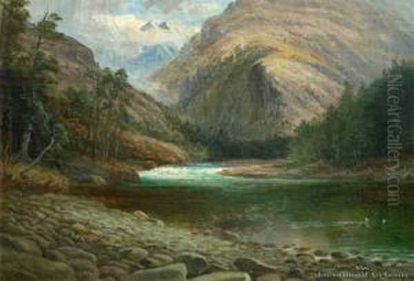 Greenstone River, Wakatipu Oil Painting by Charles Blomfield