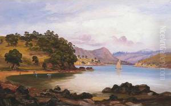 Putuki Bay, Waihekei Island, New Zealand Oil Painting by Charles Blomfield