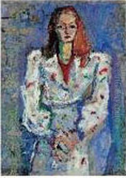 Portrait Du Peintre Simone Julienne, Circa 1948 Oil Painting by Andre Blondel