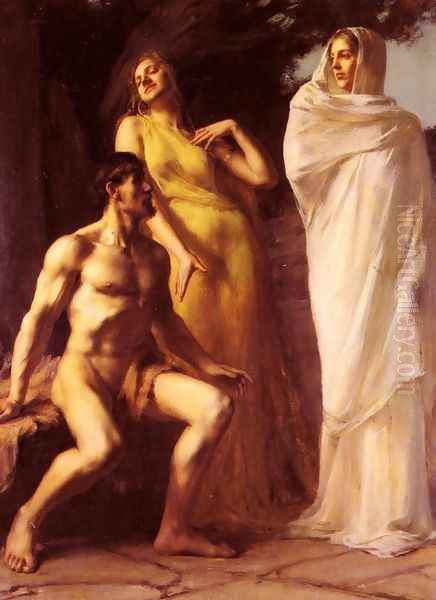 Hercules Between Virtue And Vice Oil Painting by Emmanuel Benner