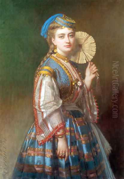 A Portrait of a Lady Dressed in Ottoman Style Oil Painting by Thomas de Barbarin