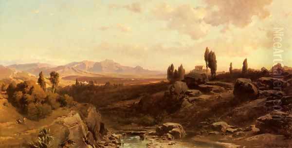 Blick Über Die Sierra Nevada (The Sierra Nevada) Oil Painting by Friedrich Bamberger