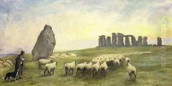 Returning Home, Stonehenge, Wiltshire, 1891 Oil Painting by Edgar Barclay