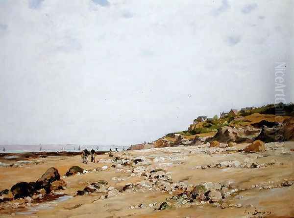 The Beach at Villerville, 1887 Oil Painting by Eugene Bourgeois