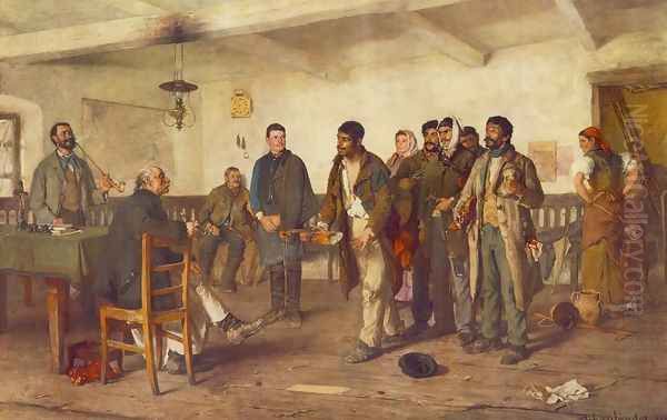 Biro elott, 1886 Oil Painting by Sandor Bihari