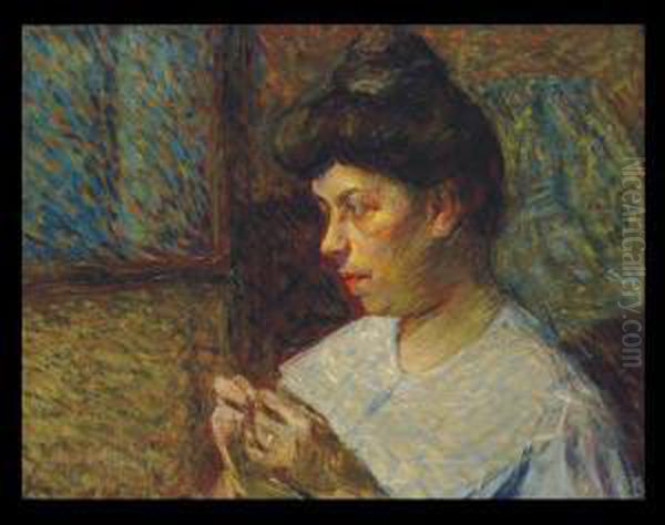 Donna Che Cuce Oil Painting by Umberto Boccioni