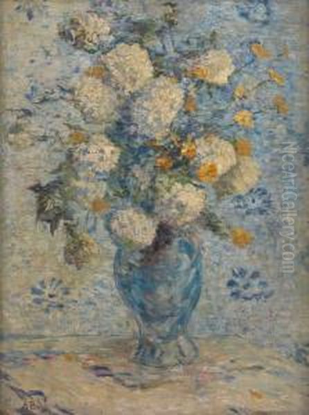 Vase Bleu Fleuri Oil Painting by Anna Boch