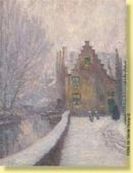 Bruges Sous La Neige Oil Painting by Anna Boch